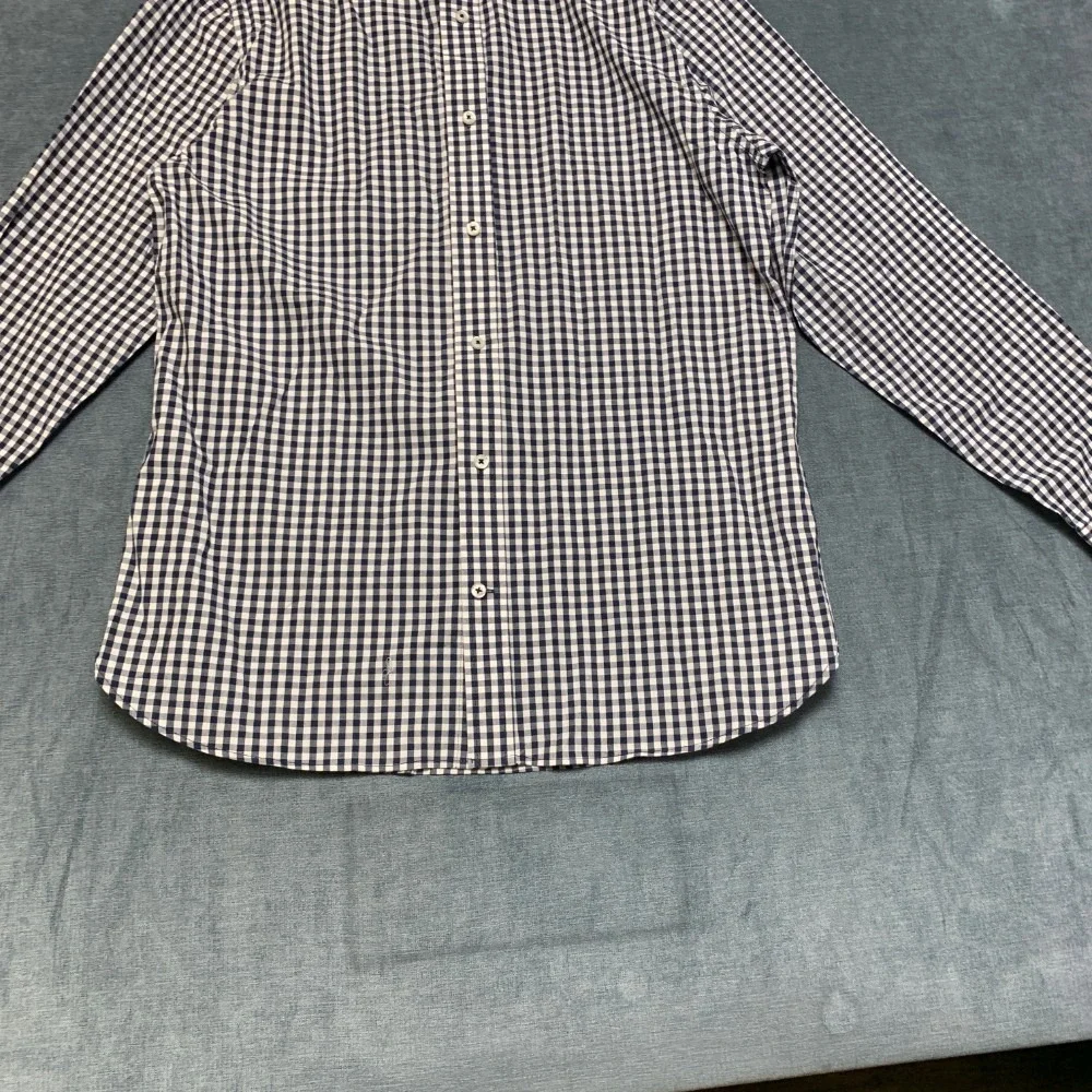 Banana Republic Slim Fit Shirt Mens Large White Black Plaid Business Button Up